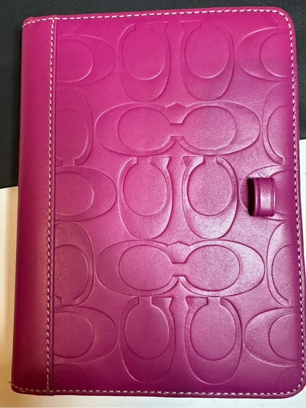 Coach Hot Pink Embossed Signature Leather notebook Cover